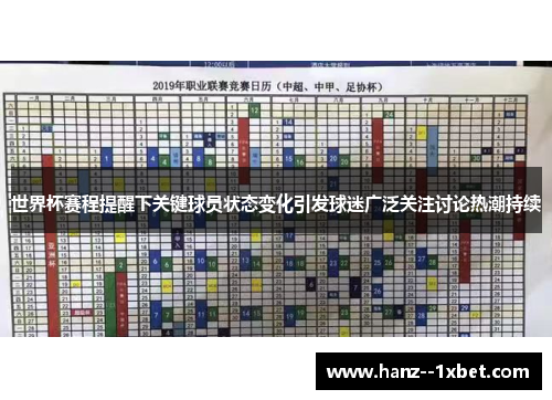 世界杯赛程提醒下关键球员状态变化引发球迷广泛关注讨论热潮持续